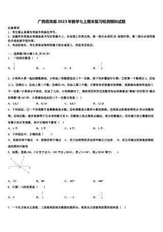 广西岳池县2023年数学七上期末复习检测模拟试题含解析.doc