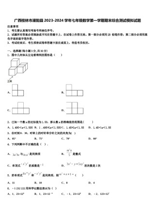 广西桂林市灌阳县2023-2024学年七年级数学第一学期期末综合测试模拟试题含解析.doc