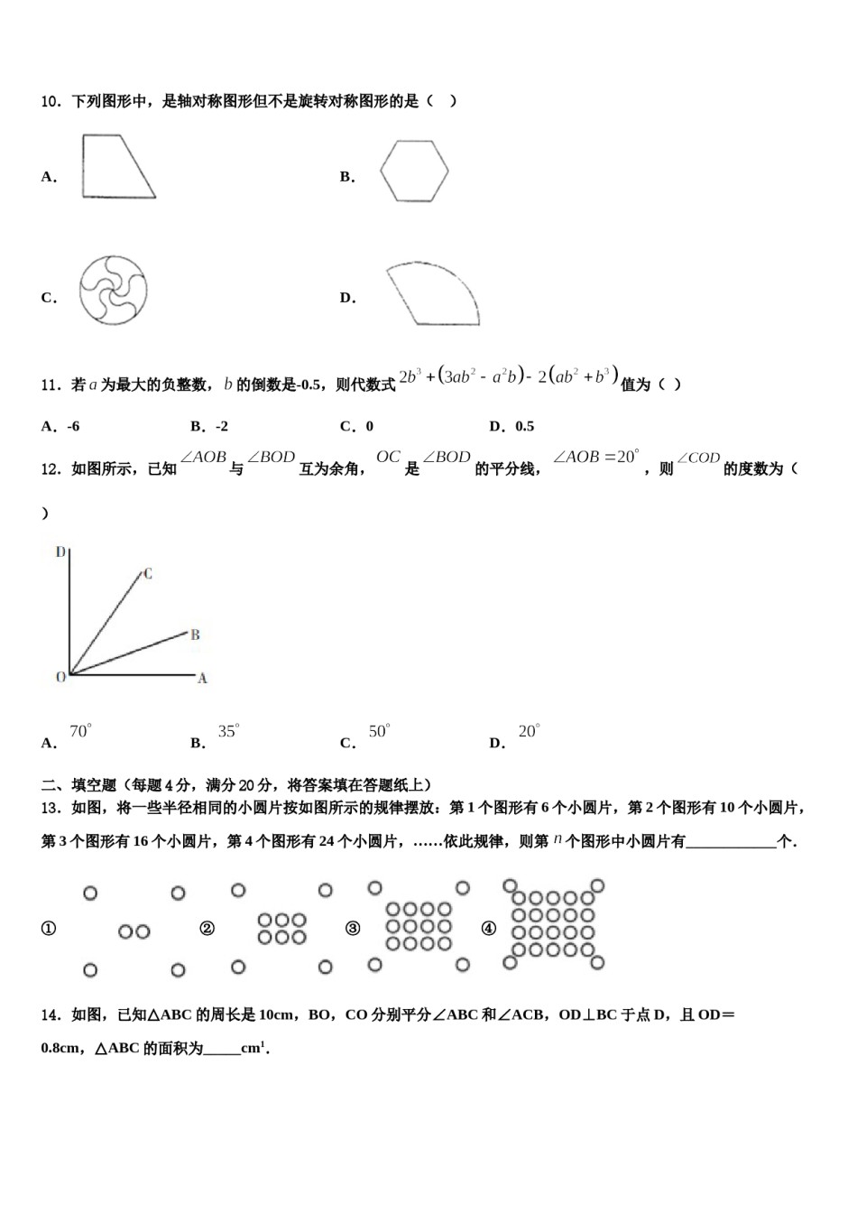 广西省来宾市名校2023-2024学年数学七年级第一学期期末统考模拟试题含解析.doc_第3页