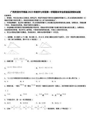 广西贵港市平南县2023年数学七年级第一学期期末学业质量监测模拟试题含解析.doc