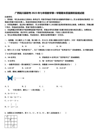 广西陆川县联考2023年七年级数学第一学期期末质量跟踪监视试题含解析.doc
