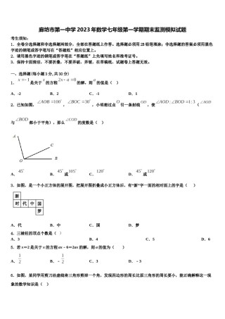 廊坊市第一中学2023年数学七年级第一学期期末监测模拟试题含解析.doc