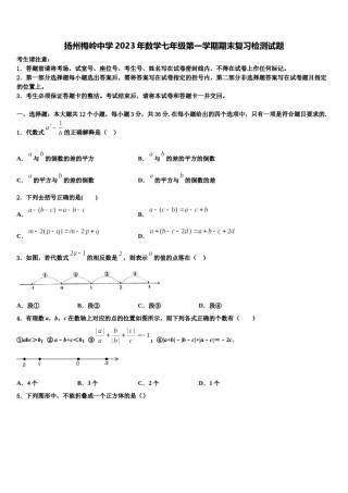 扬州梅岭中学2023年数学七年级第一学期期末复习检测试题含解析.doc