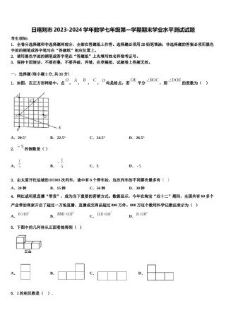 日喀则市2023-2024学年数学七年级第一学期期末学业水平测试试题含解析.doc