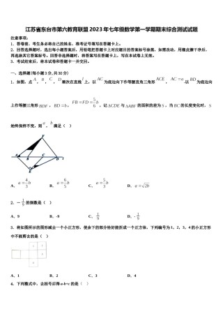江苏省东台市第六教育联盟2023年七年级数学第一学期期末综合测试试题含解析.doc