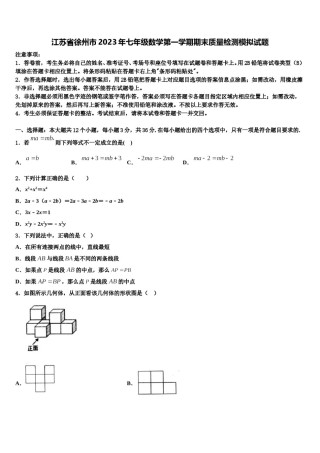 江苏省徐州市2023年七年级数学第一学期期末质量检测模拟试题含解析.doc