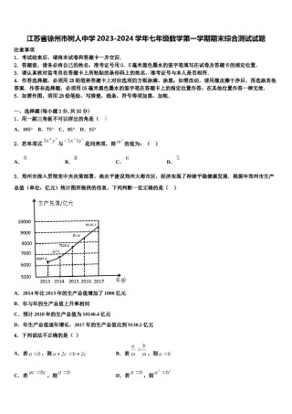 江苏省徐州市树人中学2023-2024学年七年级数学第一学期期末综合测试试题含解析.doc