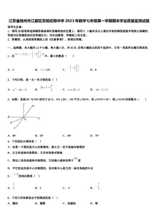 江苏省扬州市江都区实验初级中学2023年数学七年级第一学期期末学业质量监测试题含解析.doc