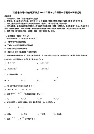 江苏省扬州市江都区邵凡片2023年数学七年级第一学期期末调研试题含解析.doc
