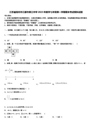 江苏省扬州市江都市第三中学2023年数学七年级第一学期期末考试模拟试题含解析.doc