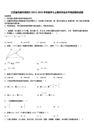 江苏省无锡市澄西片2023-2024学年数学七上期末学业水平测试模拟试题含解析.doc