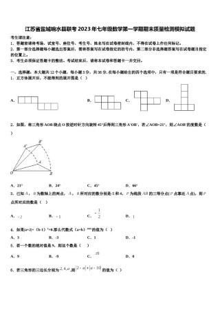 江苏省盐城响水县联考2023年七年级数学第一学期期末质量检测模拟试题含解析.doc