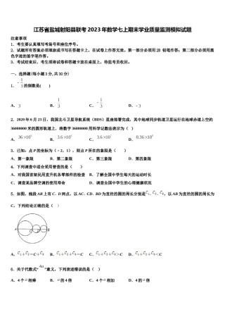 江苏省盐城射阳县联考2023年数学七上期末学业质量监测模拟试题含解析.doc