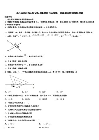 江苏省镇江市五校2023年数学七年级第一学期期末监测模拟试题含解析.doc