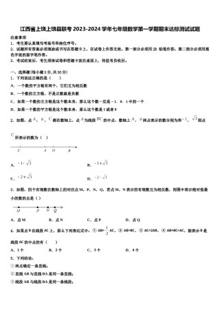 江西省上饶上饶县联考2023-2024学年七年级数学第一学期期末达标测试试题含解析.doc