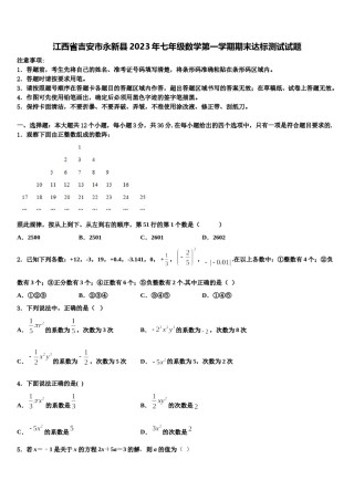 江西省吉安市永新县2023年七年级数学第一学期期末达标测试试题含解析.doc