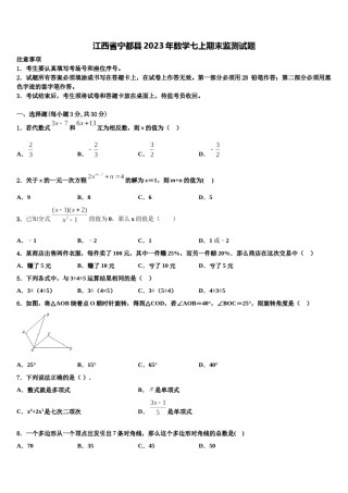 江西省宁都县2023年数学七上期末监测试题含解析.doc