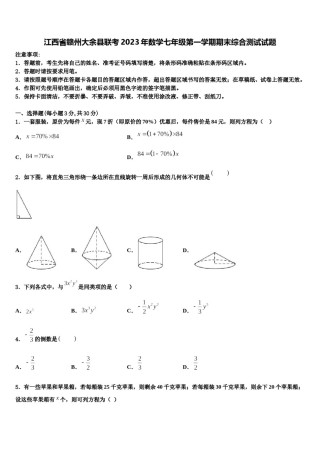 江西省赣州大余县联考2023年数学七年级第一学期期末综合测试试题含解析.doc