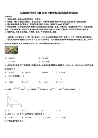 江西省赣州市寻乌县2023年数学七上期末经典模拟试题含解析.doc