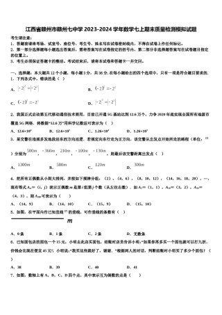 江西省赣州市赣州七中学2023-2024学年数学七上期末质量检测模拟试题含解析.doc