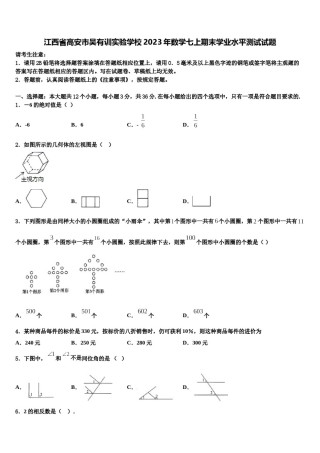 江西省高安市吴有训实验学校2023年数学七上期末学业水平测试试题含解析.doc