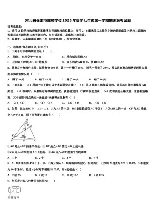 河北省保定市冀英学校2023年数学七年级第一学期期末联考试题含解析.doc