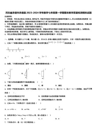 河北省承德市承德县2023-2024学年数学七年级第一学期期末教学质量检测模拟试题含解析.doc