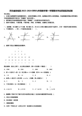 河北省故城县2023-2024学年七年级数学第一学期期末学业质量监测试题含解析.doc