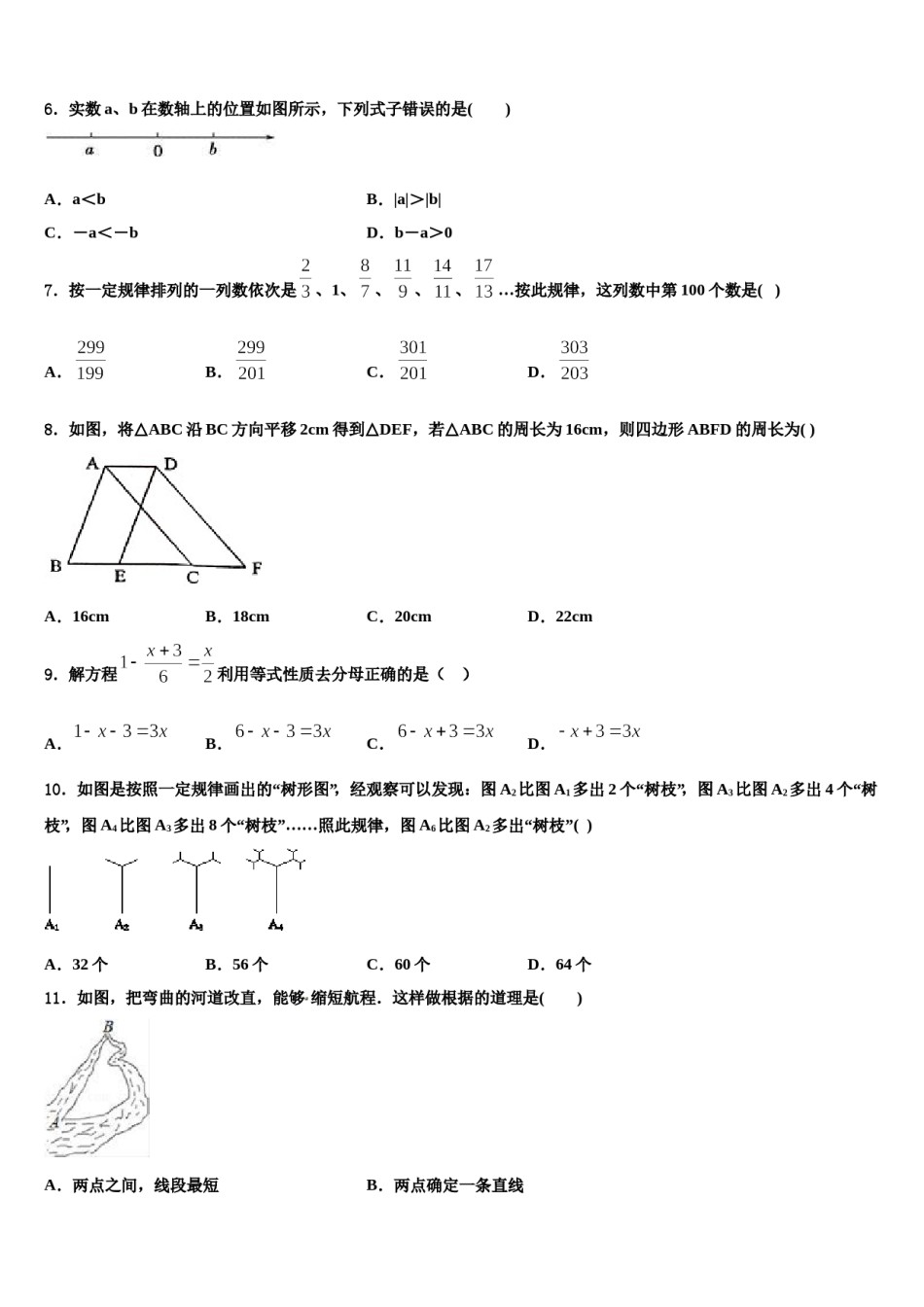 河北省沧州市盐山县2023-2024学年数学七年级第一学期期末达标检测模拟试题含解析.doc_第2页