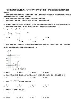 河北省沧州市盐山县2023-2024学年数学七年级第一学期期末达标检测模拟试题含解析.doc