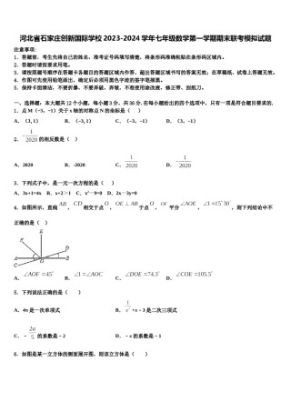 河北省石家庄创新国际学校2023-2024学年七年级数学第一学期期末联考模拟试题含解析.doc