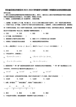 河北省石家庄市新乐市2023-2024学年数学七年级第一学期期末达标检测模拟试题含解析.doc
