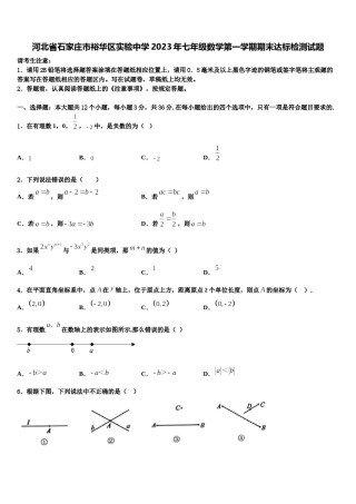 河北省石家庄市裕华区实验中学2023年七年级数学第一学期期末达标检测试题含解析.doc