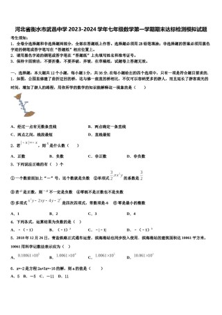 河北省衡水市武邑中学2023-2024学年七年级数学第一学期期末达标检测模拟试题含解析.doc
