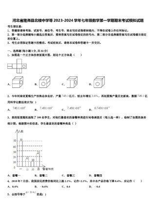 河北省隆尧县北楼中学等2023-2024学年七年级数学第一学期期末考试模拟试题含解析.doc