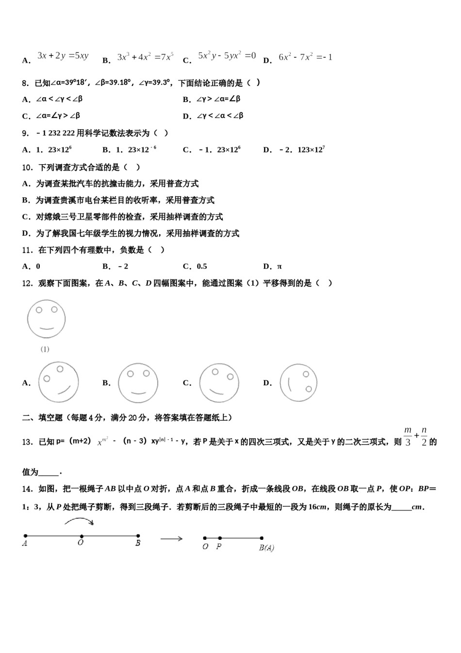 河北省魏县第四中学2023-2024学年数学七上期末考试试题含解析.doc_第2页