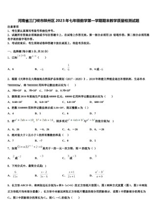 河南省三门峡市陕州区2023年七年级数学第一学期期末教学质量检测试题含解析.doc