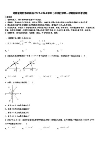 河南省南阳市淅川县2023-2024学年七年级数学第一学期期末统考试题含解析.doc