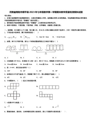 河南省南阳市镇平县2023年七年级数学第一学期期末教学质量检测模拟试题含解析.doc