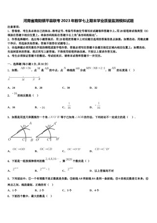 河南省南阳镇平县联考2023年数学七上期末学业质量监测模拟试题含解析.doc
