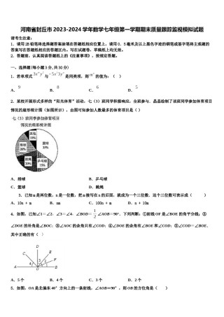 河南省封丘市2023-2024学年数学七年级第一学期期末质量跟踪监视模拟试题含解析.doc