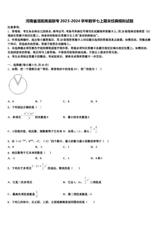 河南省洛阳嵩县联考2023-2024学年数学七上期末经典模拟试题含解析.doc