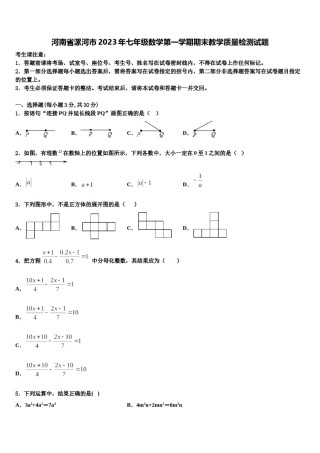 河南省漯河市2023年七年级数学第一学期期末教学质量检测试题含解析.doc