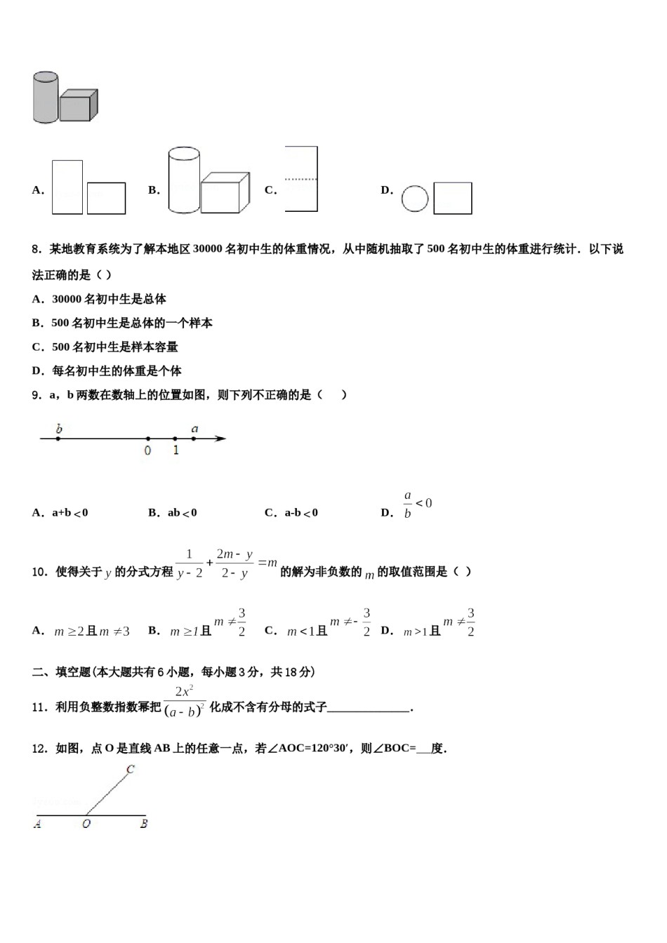 河南省濮阳县区联考2023-2024学年七年级数学第一学期期末调研试题含解析.doc_第2页