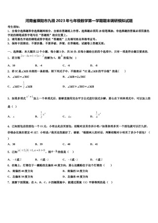 河南省濮阳市九级2023年七年级数学第一学期期末调研模拟试题含解析.doc