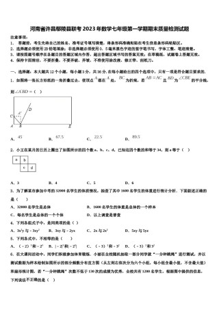河南省许昌鄢陵县联考2023年数学七年级第一学期期末质量检测试题含解析.doc