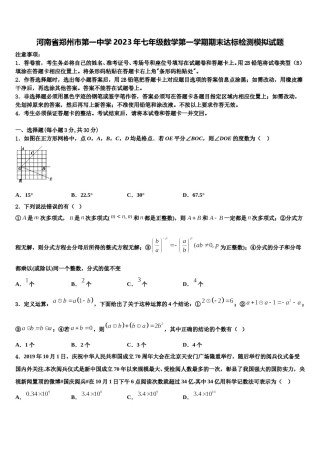 河南省郑州市第一中学2023年七年级数学第一学期期末达标检测模拟试题含解析.doc