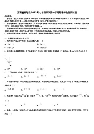 河南省郸城县2023年七年级数学第一学期期末综合测试试题含解析.doc