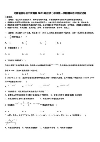 河南省驻马店市汝南县2023年数学七年级第一学期期末达标测试试题含解析.doc