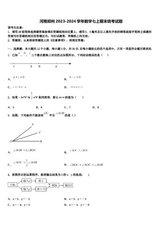 河南郑州2023-2024学年数学七上期末统考试题含解析.doc